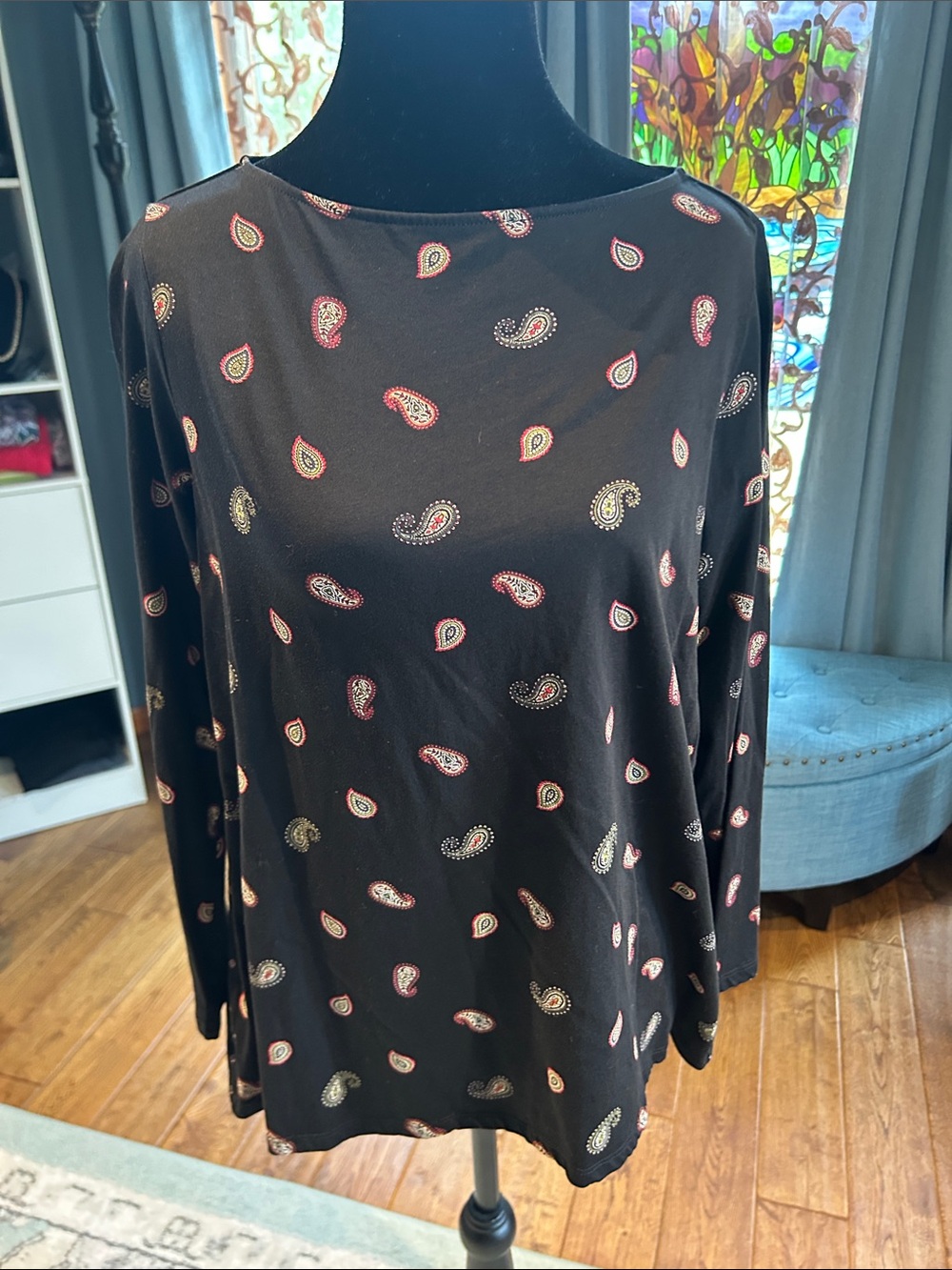 J. Jill Black Paisley-Print Long Sleeve Tunic